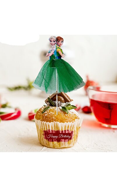 Atölye Doruk Elsa Ve Anna Parti Konsepti (3 ADET) Kız Çocuk Doğum Günü Partisi Pasta Çubuğu-prenses Pasta Süsü