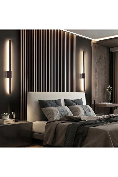 LIGHTMORE Modern Dekoratif Kılıç Led Duvar Aplik 70 Cm Ahşap Desen Profil (dikdörtgen Rozanslı) 3000k