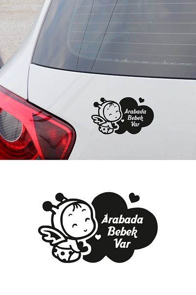 MIGNATIS Autocolant cu text și înger pentru mașină 15x9cm