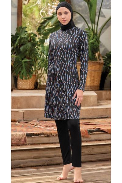 ROZAMAY 9032 Full Length Lycra Digital Pattern Hijab Swimsuit