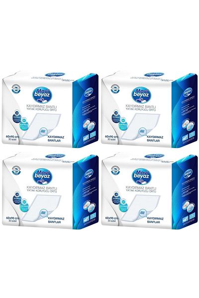 Mavi beyaz Patient Bottom Opening Mattress Protector Cover 60*90 cm 120 Pieces (4pk*30) with Anti-Slip Tape