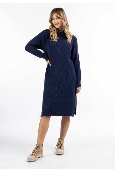 Dreimaster Vintage Strick Langarmkleid Midi Imane