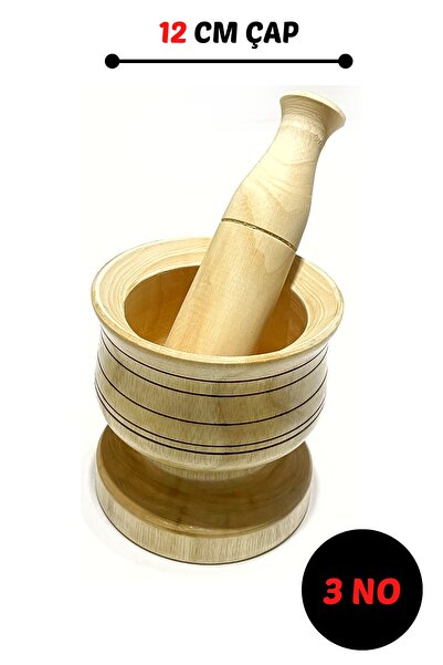 Kitchen Mania 12 Cm Ahşap Havan-sarımsak Ezici-dibek-3 No