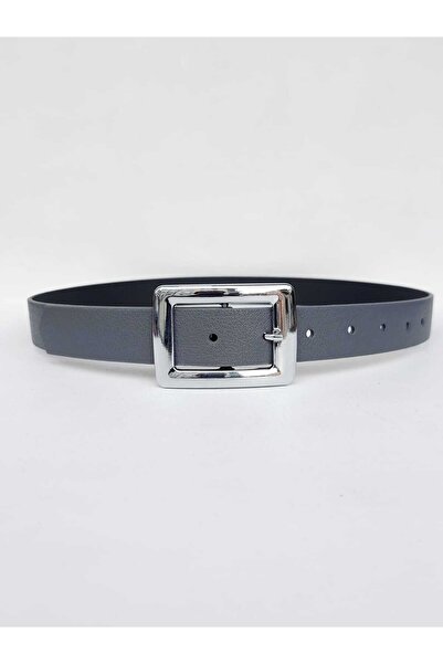 Kemerix Women's Gray Silver Buckle Belt