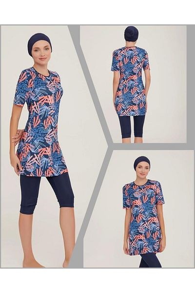 MARESİVA Μαγιό πισίνας Hijab με κοντό μανίκι Lycra Digital Pattern