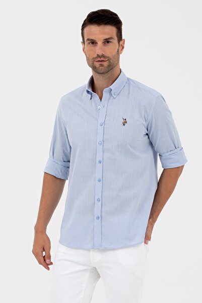 U.S. Polo Assn. Βασικό λινό πουκάμισο σε χαλαρή γραμμή