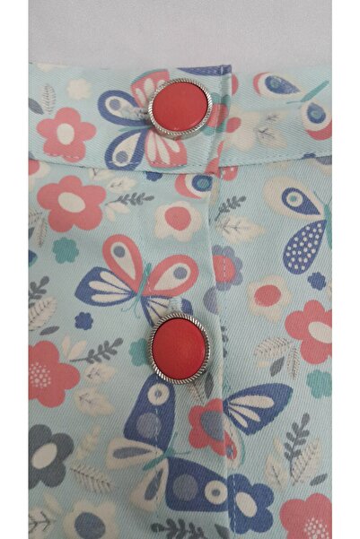 HEPSİMİNNAK Girl's Basic Butterfly Floral Printed Denim Skirt