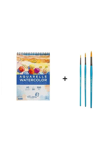 Bigpoint Set Pensule pentru Acuarela Seria 111 Si Caiet Van Dyck A5 300gr