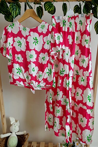 DFN Комплект блузка з краваткою спереду та брюки-спагеті для дівчинки