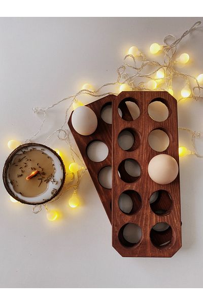Oduncum Set of 10 Wooden Egg Cups