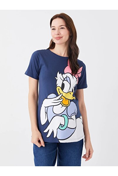 LC Waikiki Lcwaikı Těhotenské tričko - Daisy Duck Těhotenské tričko s krátkým rukávem a výstřihem
