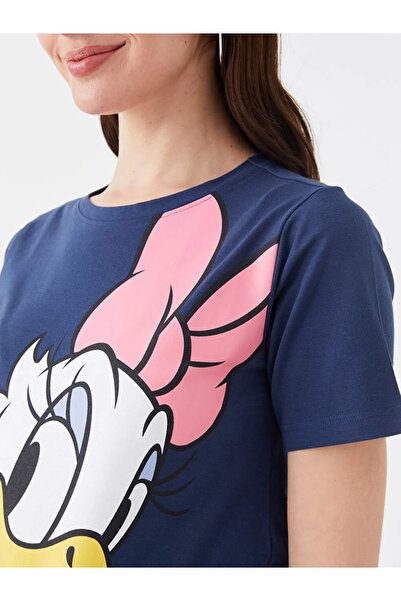 LC Waikiki Lcwaikı Těhotenské tričko - Daisy Duck Těhotenské tričko s krátkým rukávem a výstřihem