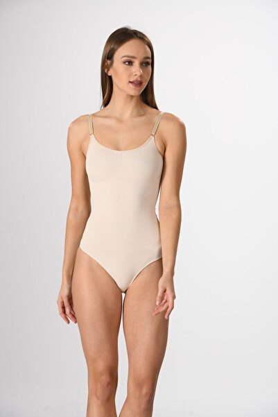 Miss Fit 1916 Women's Skin Adjustable Thin Strap Knitted Body Corset with Snap Fasteners Seamless 1 Size Slimming Corset