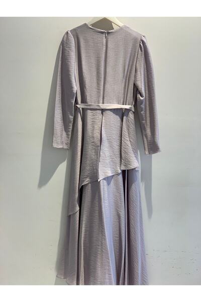 Kayra Asimetrik Katmanlı Volanlı Elbise Siyah Kadın Elbise