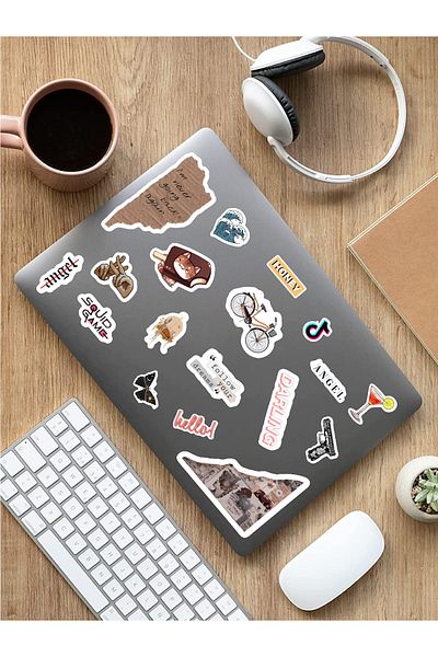 AR Sticker - Set de autocolante pentru laptop, notebook, tabletă cu tematică vintage și retro