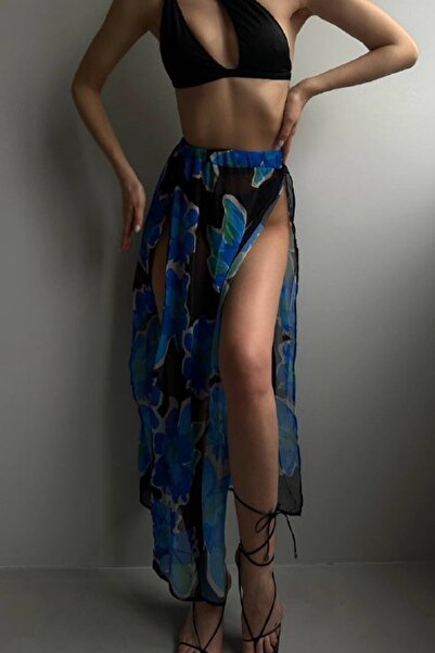 lovebox Women's Patterned Black-Blue Pareo 9574