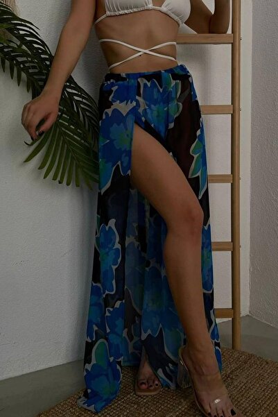 lovebox Women's Patterned Black-Blue Pareo 9574