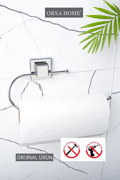 ORSA HOME 604 Τετράγωνη αυτοκόλλητη θήκη για πετσέτες χρωμίου
