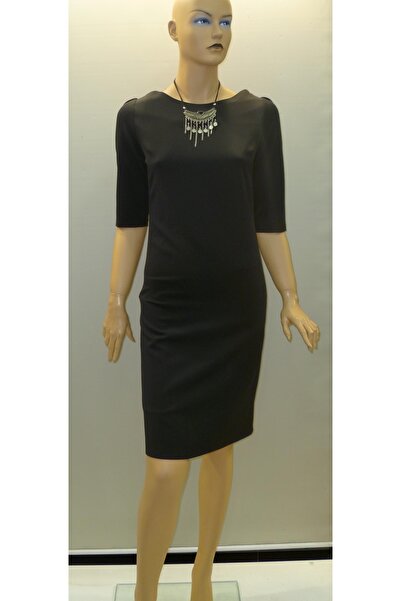 SORALLİNE Γυναικείο φόρεμα με λαιμόκοψη με τρία τέταρτα μανίκια 1103 Navy Blue