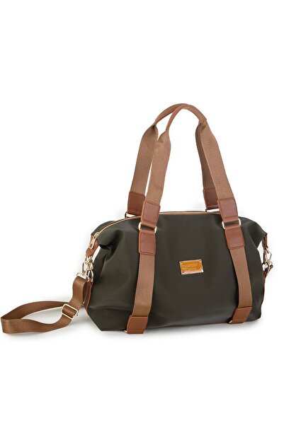 By Hakan Nas Bag 1195 Women's Handbag Large Size Daily Bag Mother Baby Bag Green Tan