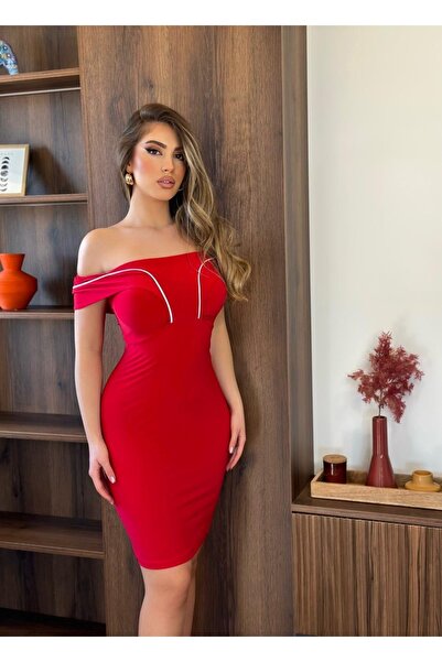 MAYHOŞ BUTİK Kadın Straplez Volan Elbise