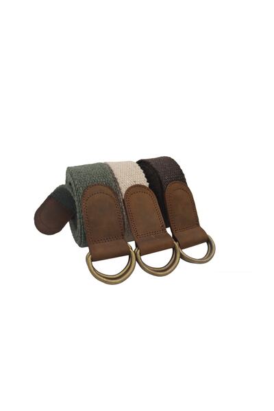 Anatolia Curea din piele din 3 piese pentru femei, 3 cm, verde, maro, inel în D, din pânză țesătă, din denim sport