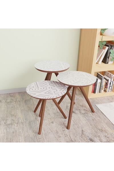 Ho:27 Manera Dekoratif Zigon Sehpa Set (6'LI TABLO HEDİYELİ)