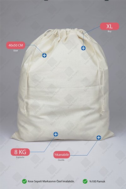 kesesepeti Yıkanabilir Çok Amaçlı Bez Kese - Organizer | 40x50 Cm (1 Adet) | ...