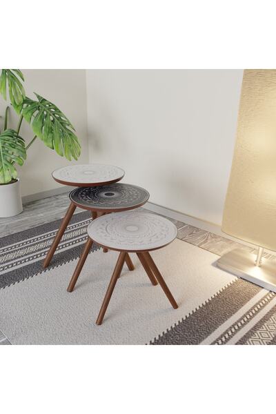 Ho:27 Radix Dekoratif Zigon Sehpa Set (6'LI TABLO HEDİYELİ)