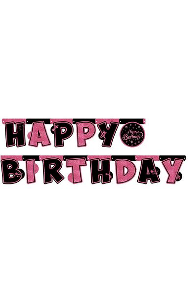 kidspartim Πανό με γράμματα Pink Stars Happy Birthday