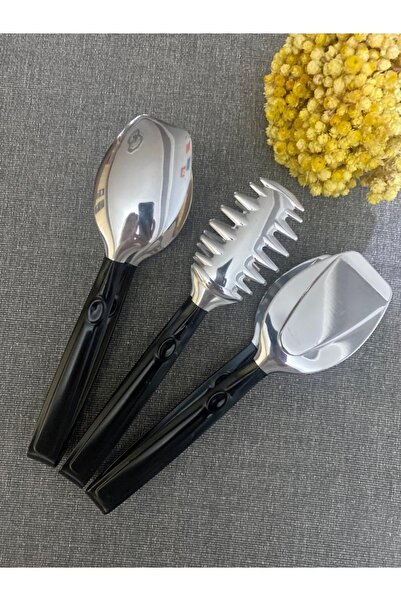 Dame Marie Set of 3 Steel Black Tongs