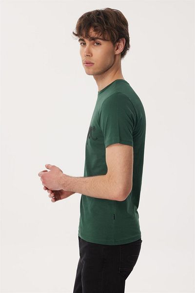 Lee Cooper Men's Green T-Shirt - Drawinglogo, O-Neck