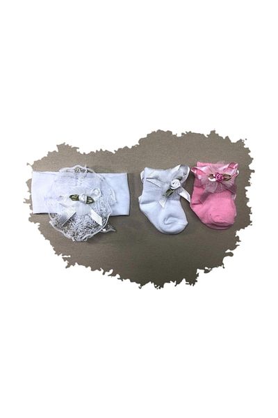 neocotton Baby Girl Floral Bandana and Socks Set (2 Pieces)