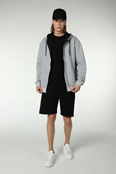 defys Men's Hooded Zippered Sweatshirt with Sparkling Gray