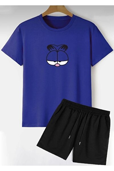 NO 601 ساكس الأزرق التي شيرت السراويل السوداء مجموعة الصيف