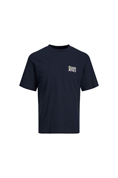 Jack & Jones Jack&jones Null Collar Navy Blue ανδρικό μπλουζάκι 100% βαμβάκι12234293