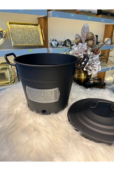 emir home shop Metal Luxury Galvanized Potato Onion Vegetable Fruit Storage Container Bucket Large Size Onion Potato Holder