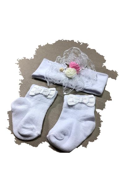 neocotton Baby Girl Floral Bandana and Socks Set