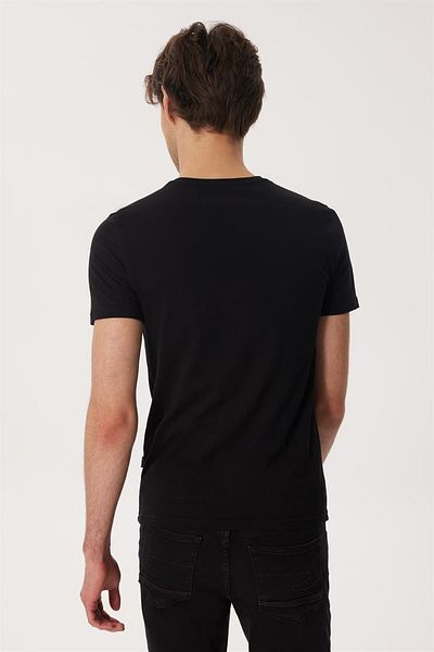Lee Cooper Tricou negru pentru bărbați - Logo desenat, decolteu