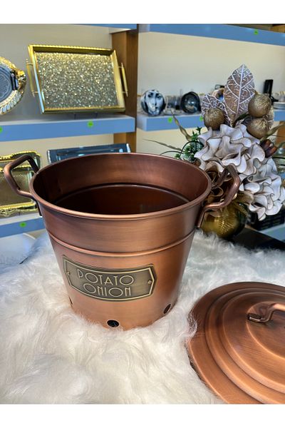 emir home shop Metal Luxury Galvanized Potato Onion Vegetable Fruit Storage Container Bucket Large Size Onion Potato Holder