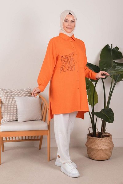 N.Y.YILDIZ Star Cotton Ayrobin Shirt Collared New Season Tunic with Snap Fasteners