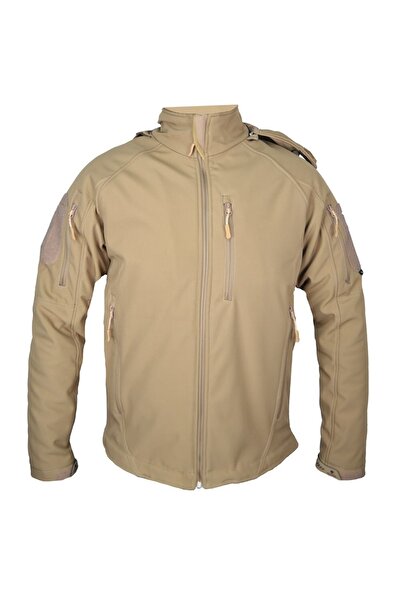 wolftrap Bej 5 Cepli Kapüşonlu Su Ve Rüzgar Geçirmez Içi Polarlı Softshell Mont