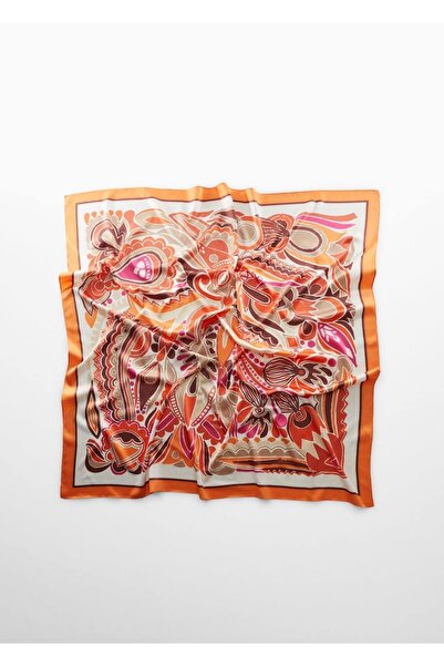 MANGO Woman Атласний шарф з візерунком