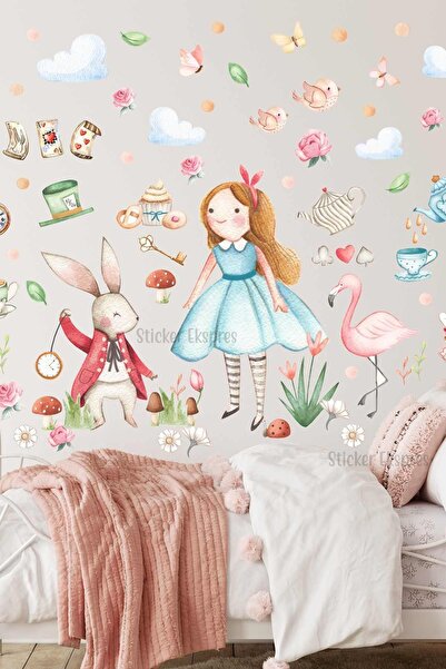Sticker Ekspres Alice Harikalar Diyarında Çocuk Odası Duvar Sticker Seti