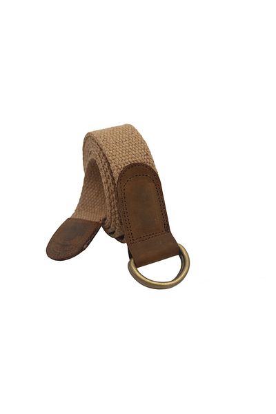 Anatolia Γυναικείο δερμάτινο 3cm Tan D Ring Antique πόρπη υφαντό βαμβακερό καμβά αθλητικό τζιν υφασμάτινη ζώνη