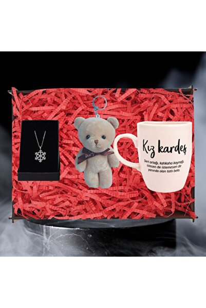 REGALOGİFT Kız Kardeş Hediye Seti Ayıcık Ve Kar Tanesi Kolyeli