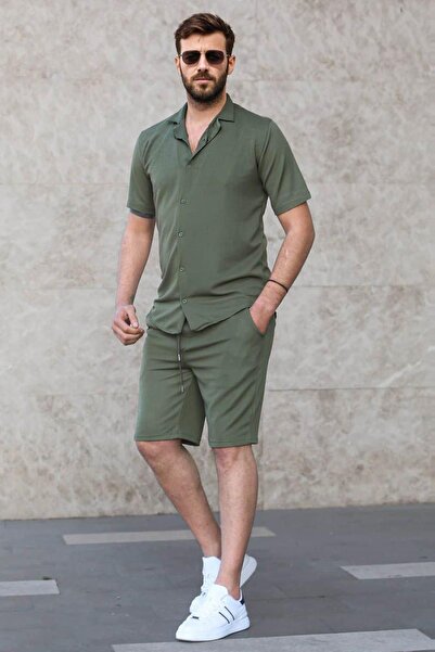 Madmext Set cămașă pentru bărbați de bază kaki 5918