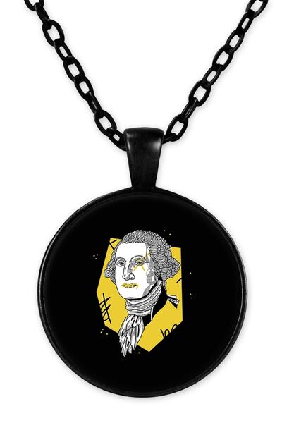herotasarım قلادة جورج واشنطن بسلسلة سوداء - Bll922