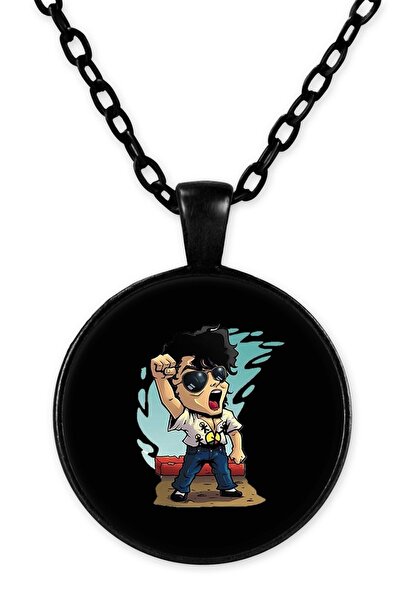 herotasarım قلادة مايكل جاكسون بسلسلة سوداء - Bll3355