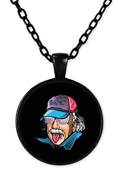 herotasarım قلادة سلسلة سوداء من ألبرت أينشتاين - Bll2442